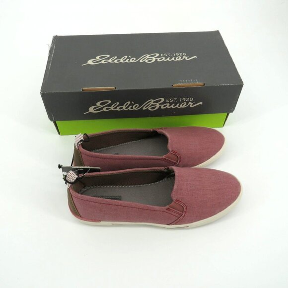 Eddie Bauer Women's Casual Slip-On Shoes Size 6 Red/Brown Canvas NIB - Picture 1 of 6
